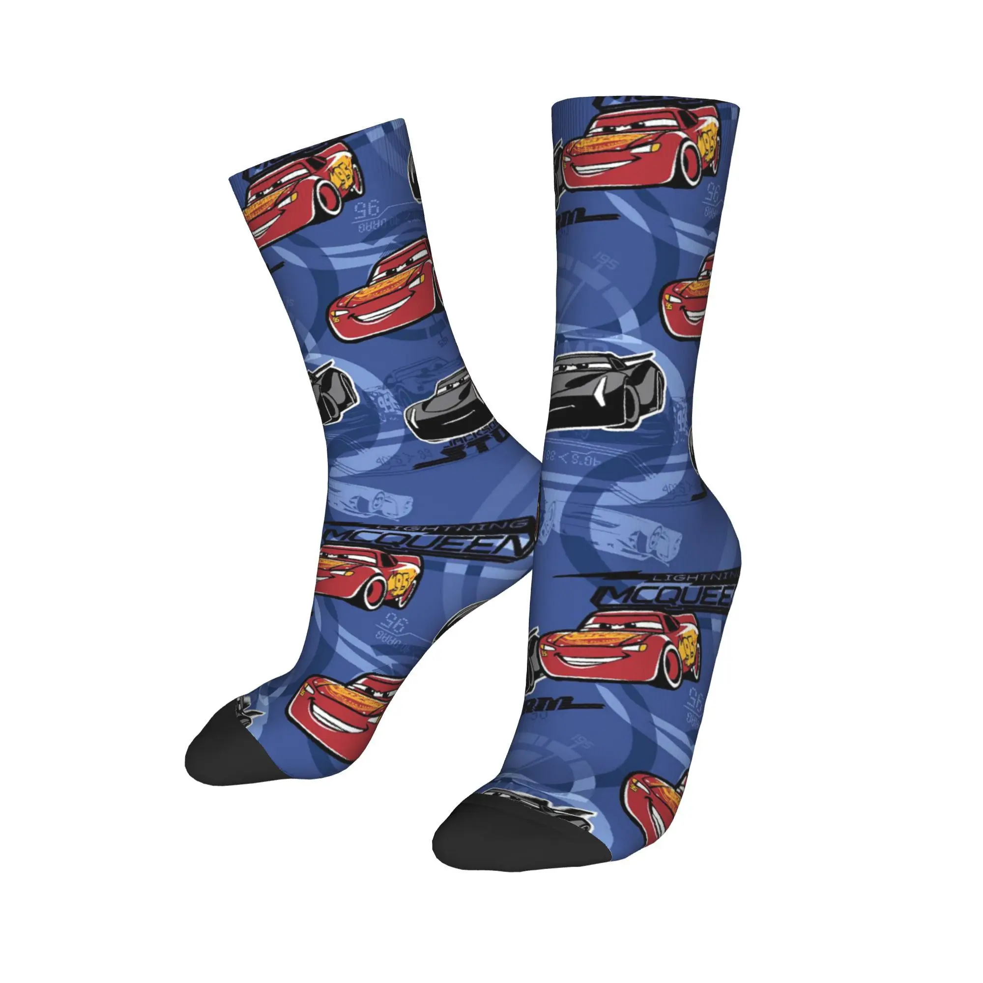 Custom Lightning McQueen 95 Racing Car Men's Crew Socks Unisex Fashion 3D Print  Dress Socks