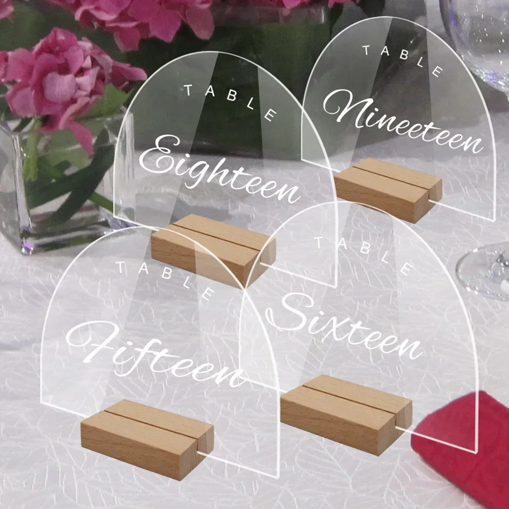 Stereo Transparent Semi Circular Table Number Plate Place Card Table Sign Holder Blank Acrylic Table Sign Reception Stand Holder