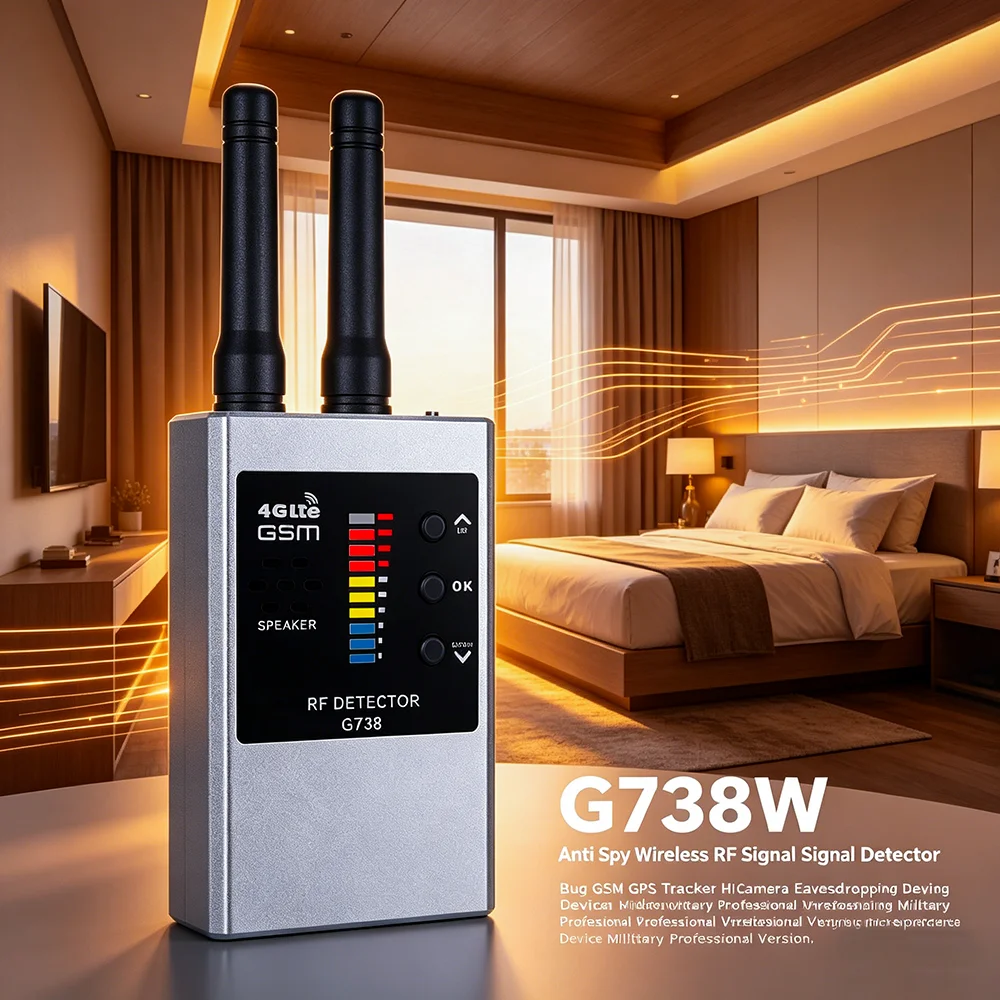 

G738W Anti Spy Wireless RF Signal Detector Bug GSM GPS Tracker Hidden Camera Eavesdropping Device Military Professional Version
