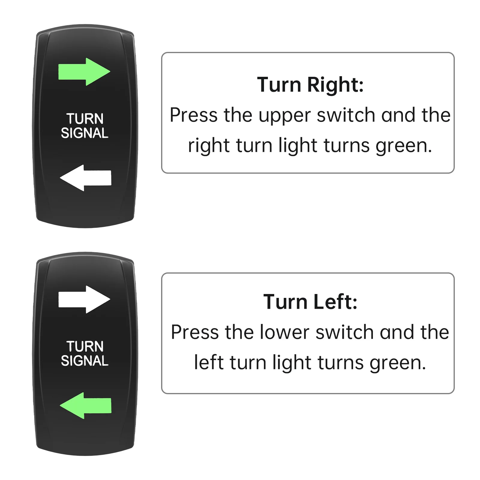 Turn Signal Kit Rocker Switch SPDT Green Led With Electronic LED Flasher Universal Turn Signal Switch For Motorcycle Boat Car