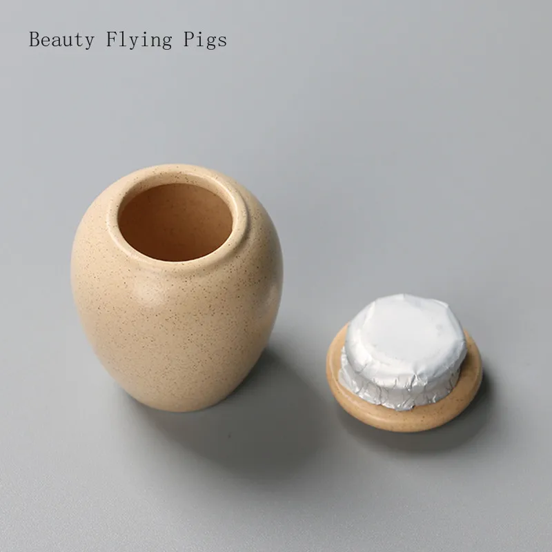 Retro Mini Tea Pot Ceramic Medicinal Small Porcelain Bottle Portable Blush Lipstick Cosmetic Tea Powder Paste Storage Box
