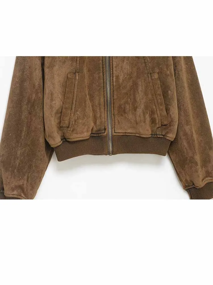 

HH Woman Early Spring Fashion Comfortable Long Sleeves Lapel Solid Color Suede Texture Jacket Female Versatile Casual Coat