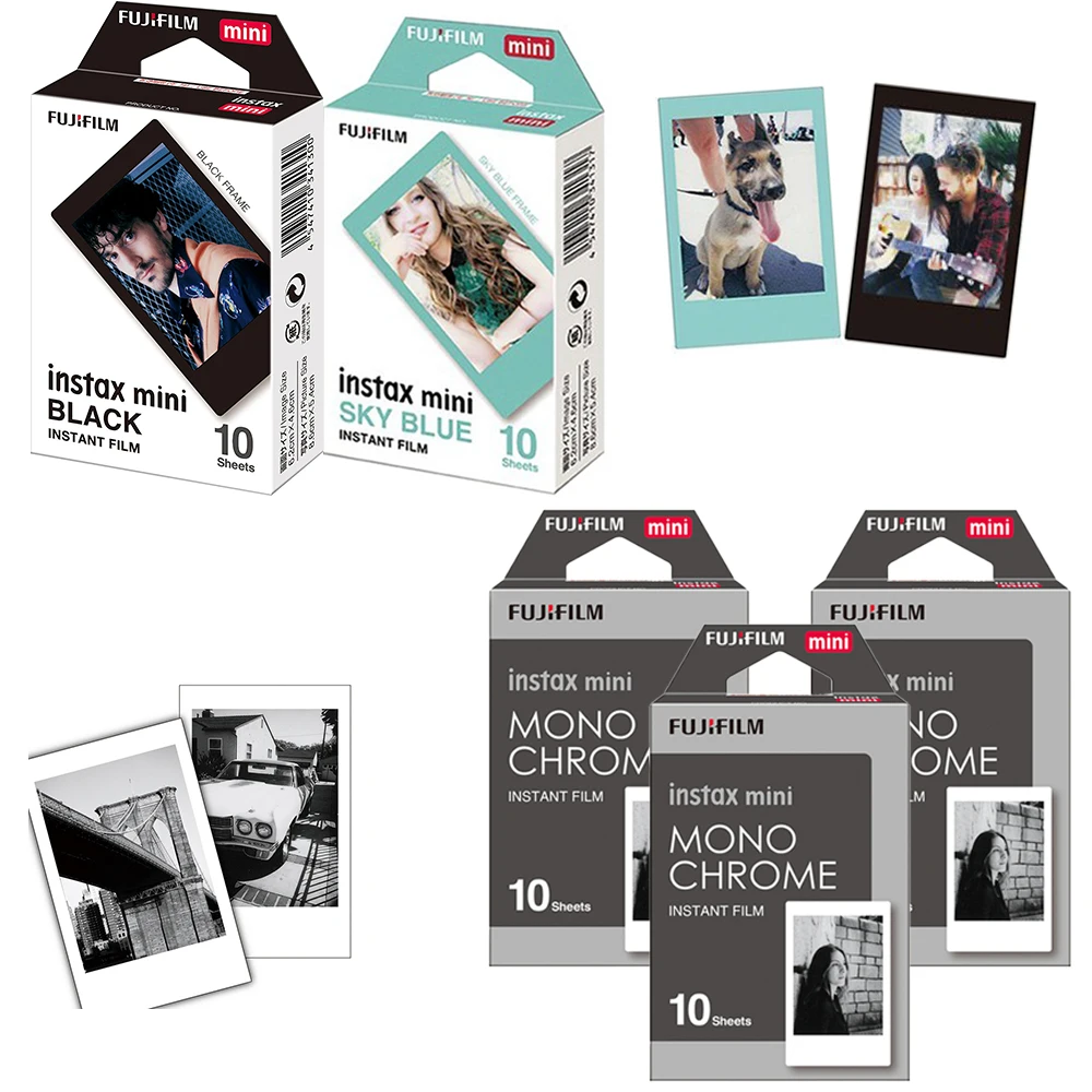 

Fujifilm Instax Mini 8 Film Mono Chrome/ Black/ Sky Blue (5-Packs) For Fuji Instant Mini 12 7s 8 25 50s 70 90 Camera SP-2