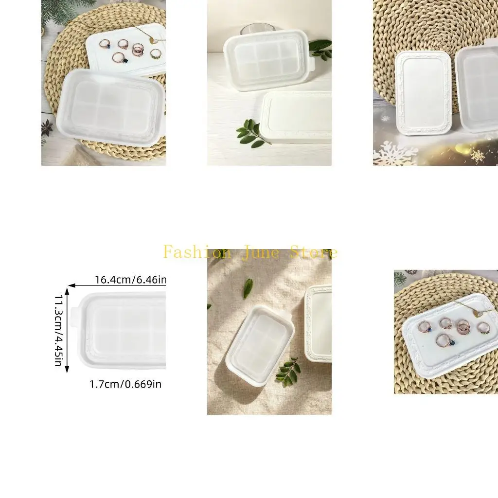 N5KA Decorative Tray Silicone Mold for Resin, Plaster and Cement Casting, Reusable Rectangular Catchall Mold for Small Jewelry