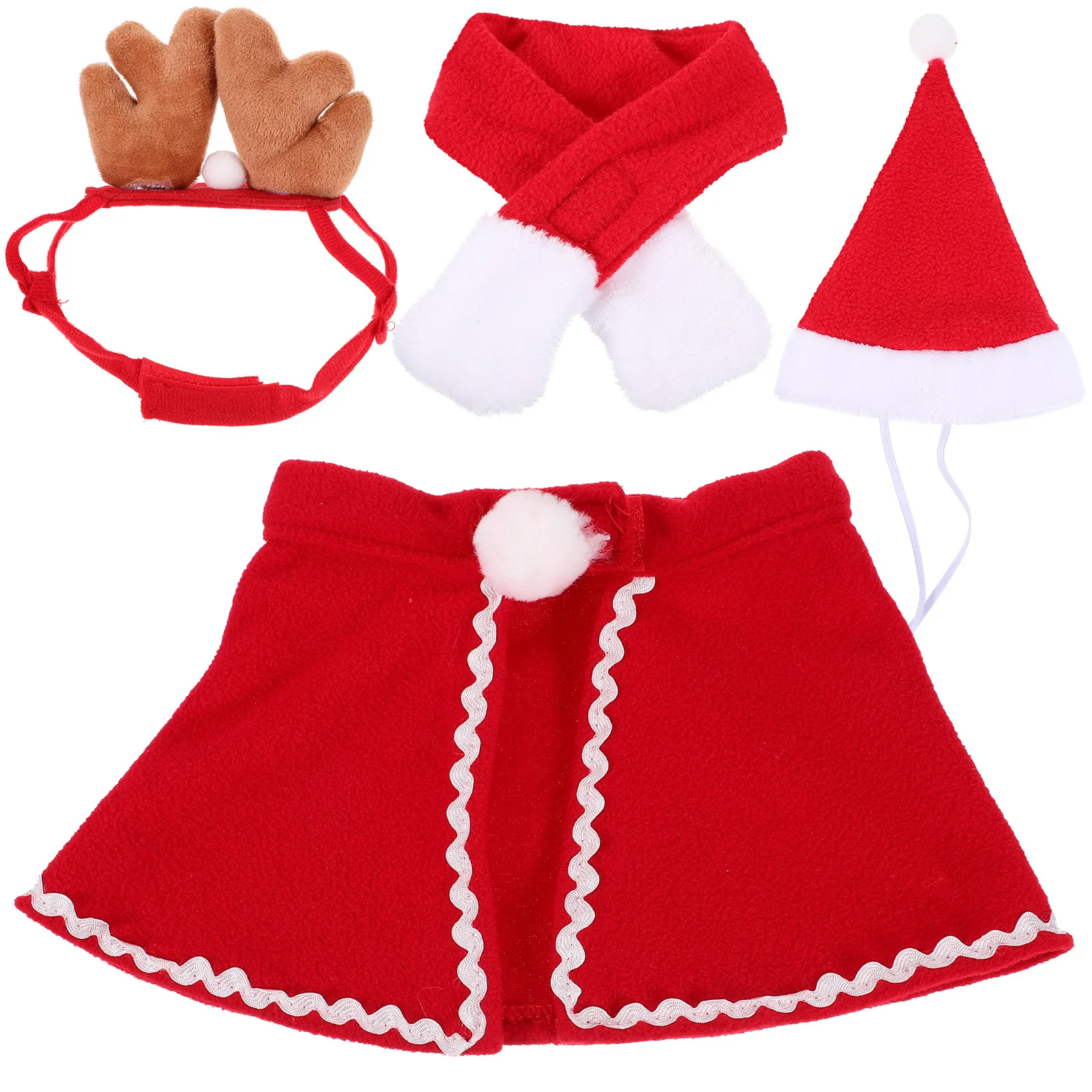 

1Set Pet Cape Christmas Outfit Dog Cat Costume Decorative Scarf Antler Headband Breathable Soft Pet Cloak for Festival