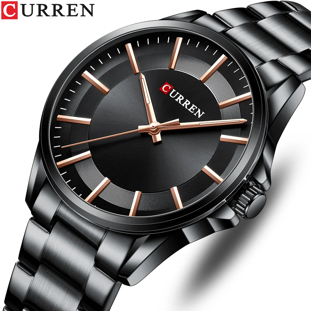 CURREN Fashion Watches for Men Top Luxury Brand Stainless Steel Band Casual Business Quartz Wristwatch Waterproof