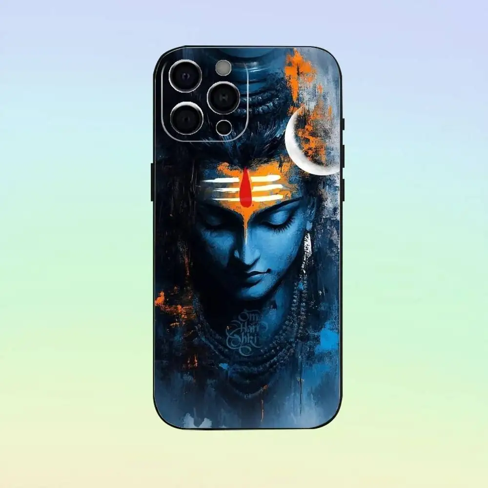 Capa de telefone Lord Shiva M-Mahadev da Índia para iPhone17,16,15,14,13,12,11 Plus,Pro Max Soft Black Cover