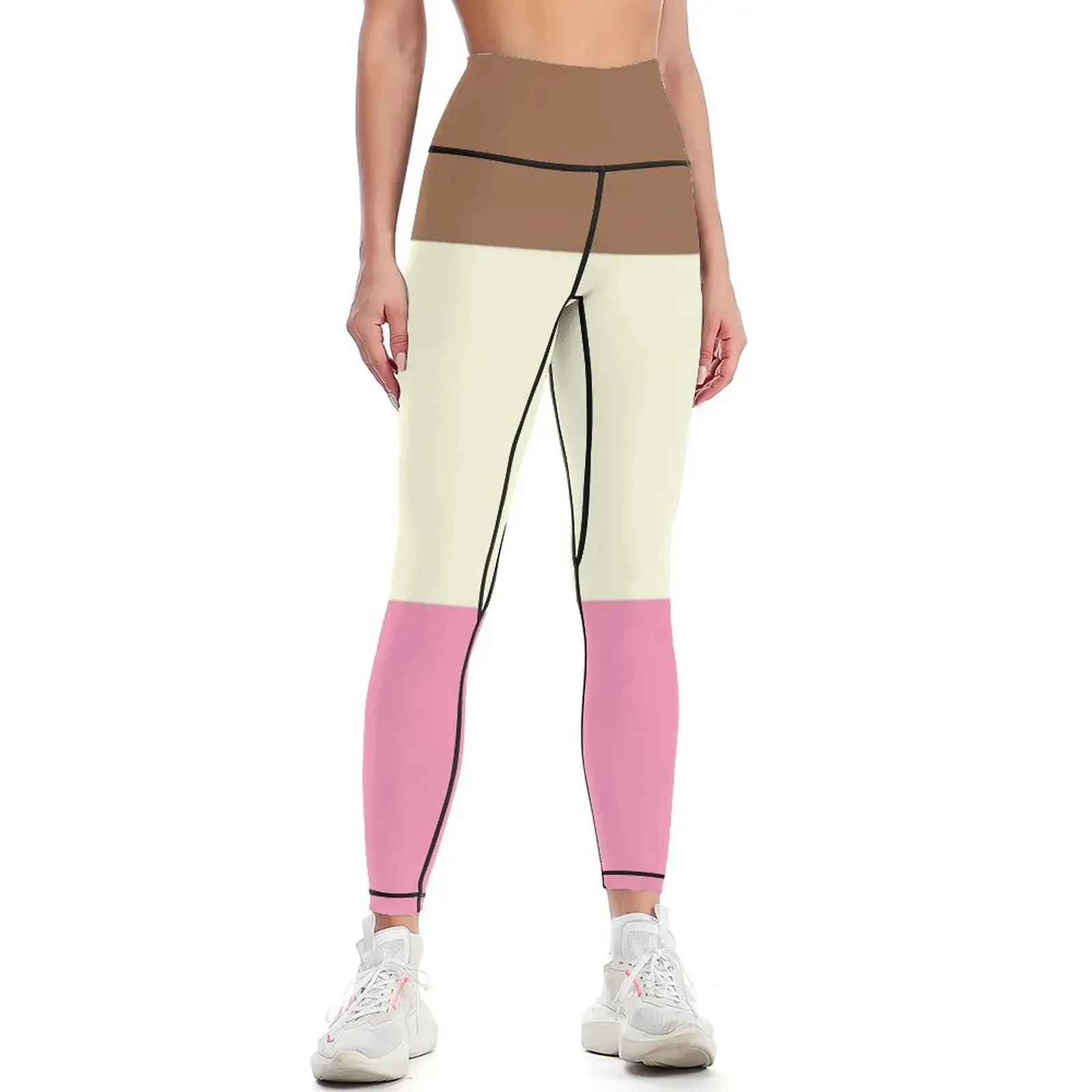 Neapolitan Stripes Pink, Cream, Brown Leggings sports woman gym sport pants high waist leggins push up woman Womens Leggings