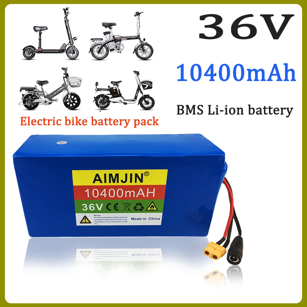 10S4P 36V 10400Ah 18650 Rechargeable Lithium Battery Pack 1000W BMS Power Modified Bicycle electric scooter Vehicle with charger