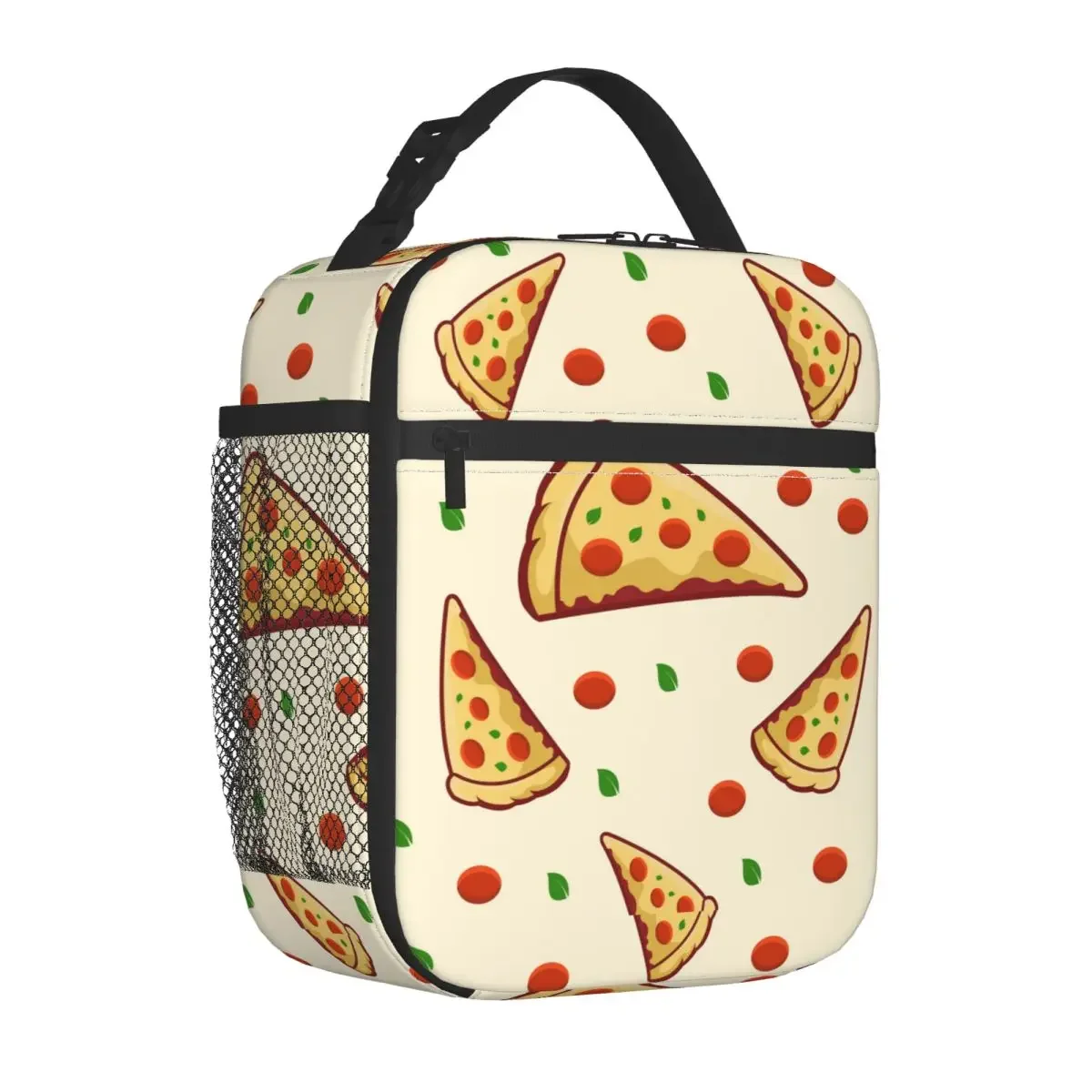 

Delicious Pizza Pattern Insulated Lunch Bag Cooler Bag Meal Container Tortilla Food Large Tote Lunch Box Bento Pouch Work Picnic