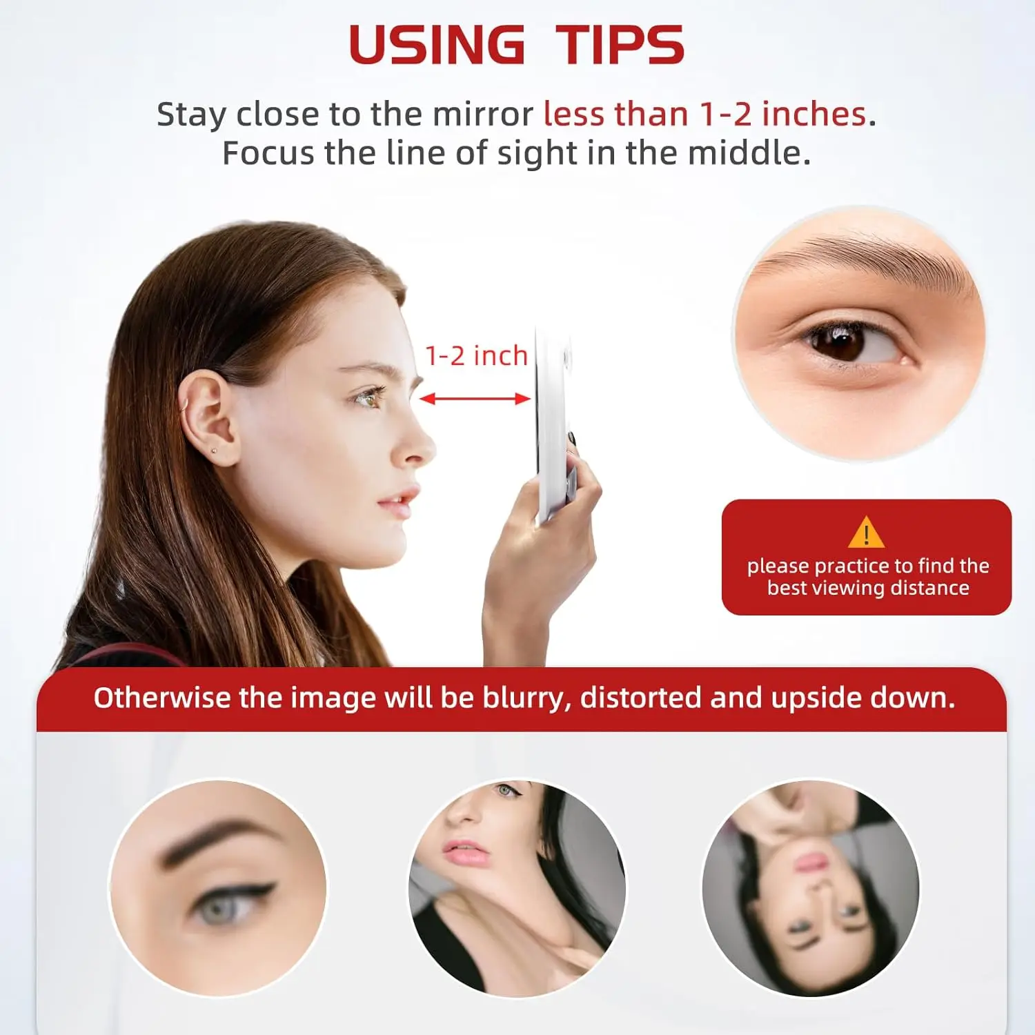 40X Magnifying Mirror with 3 Suction Cups, Magnified Makeup Mirror and Tweezers Set, Portable 6inch Travel Makeup Mirror view 4