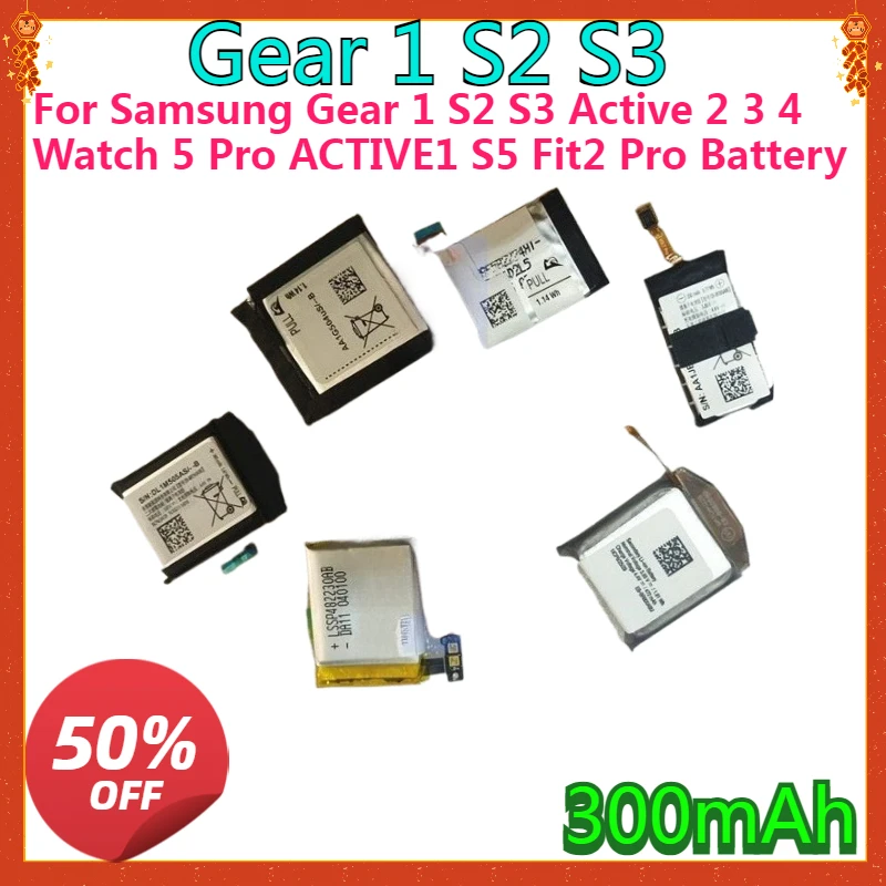 

For Samsung Gear 1 S2 S3 Active 2 3 4 Watch 5 Pro ACTIVE1 S5 Fit2 Pro 40MM 44MM 41MM 45MM 42M M46MM R850 R820 R380 R381 Battery