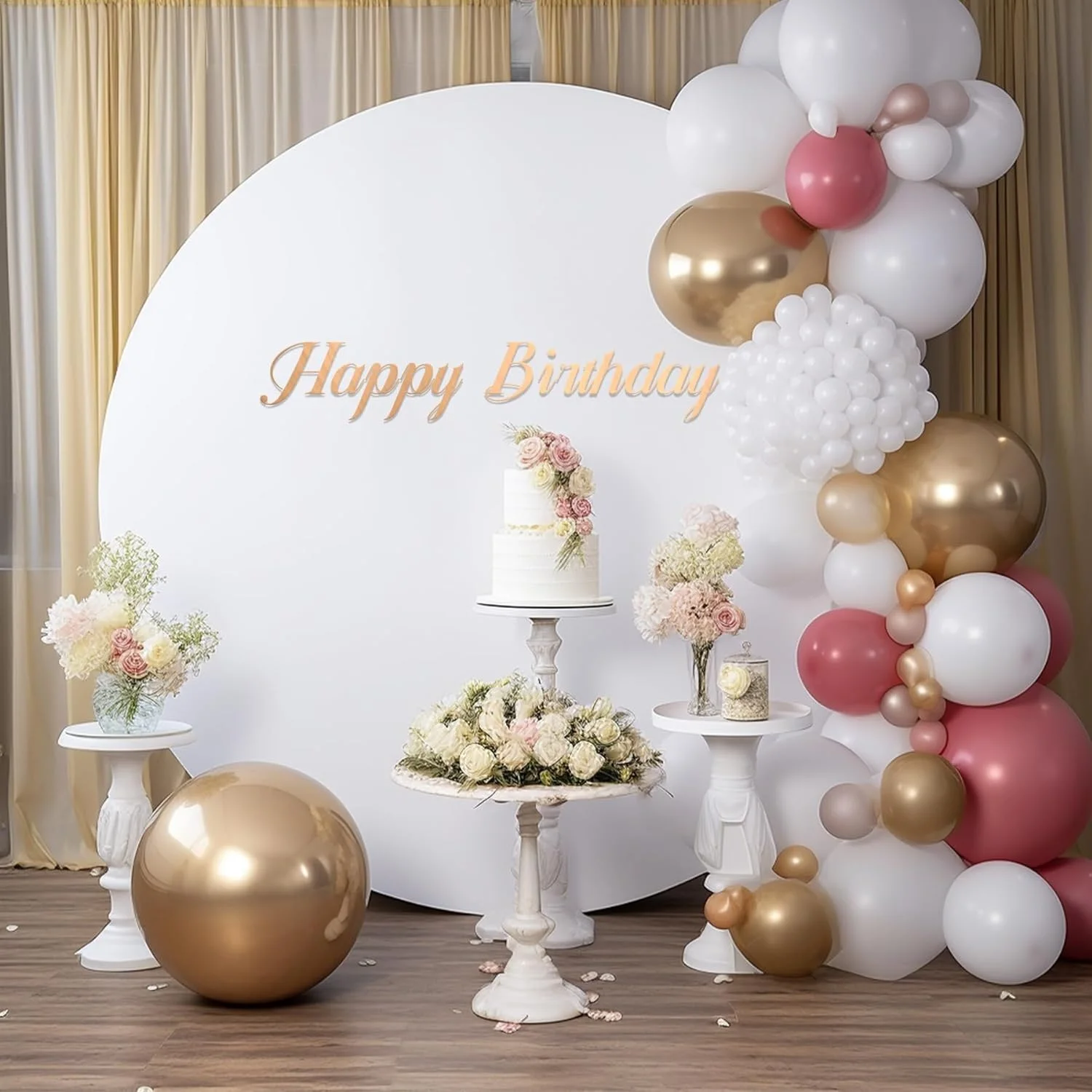 Black Round Backdrop Cover Custom Solid Color Circle Photography Background for Wedding Birthday Party Baby Shower Photo Props