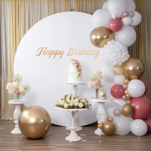 Imagen 2 del producto Cubierta de fondo redonda negra personalizada, Círculo de Color sólido, Fondo de fotografía para boda, fiesta de cumpleaños, Baby Shower, accesorios para fotos