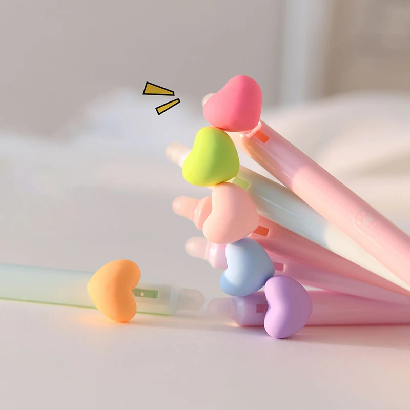 2pcs Erasable Gel Pens Kawaii Love Heart Cute Blue Ink Needle Pens Kids Gift Korean Stationery School Office Writing Supplies