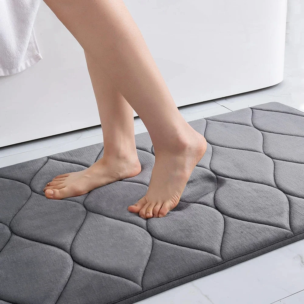 Homaxy Memory Foam Bathroom Bath Mat Soft Non-Slip Carpet  Absorbent Floor Bathroom Rug Shower Carpet Kitchen Decor Foot Mat