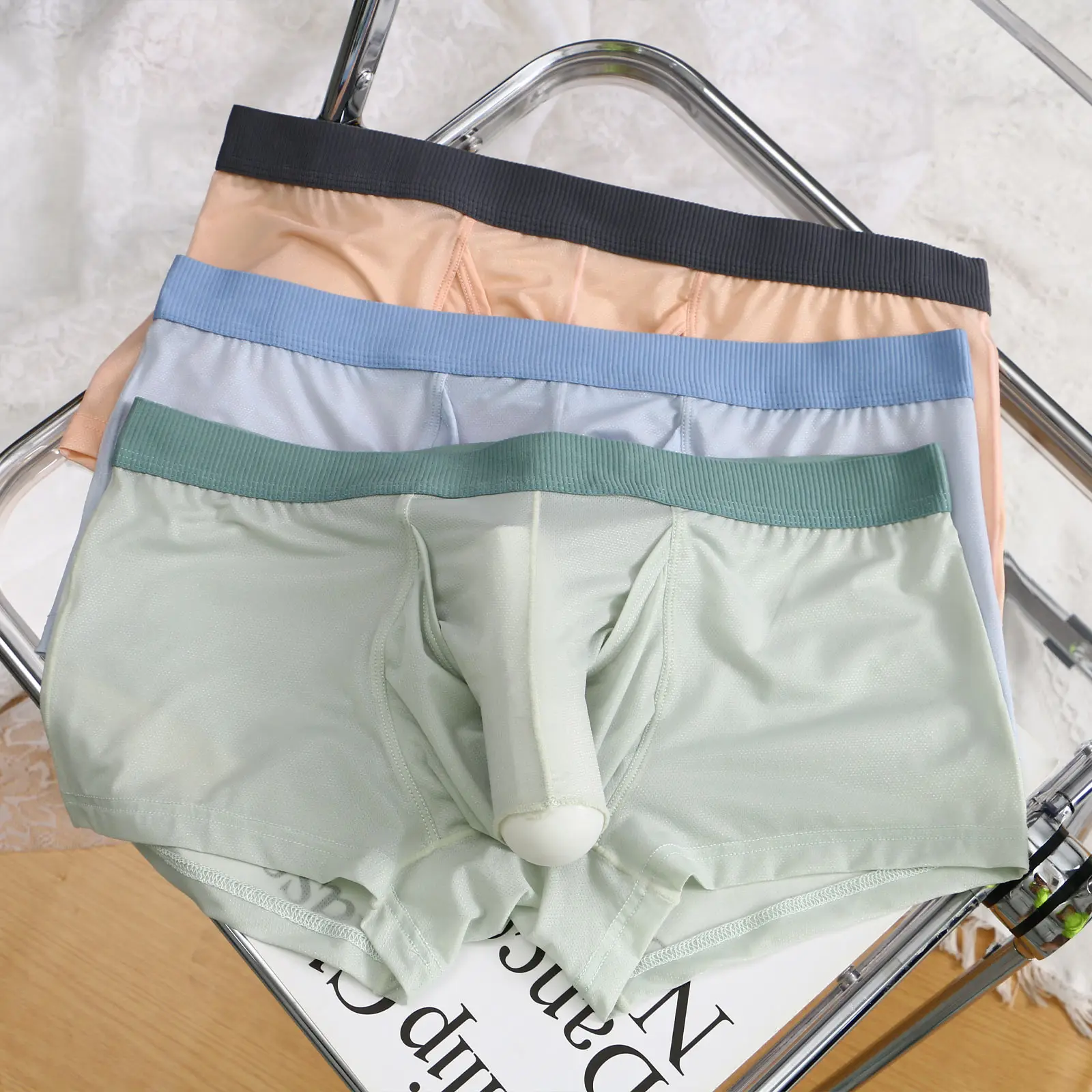 Boxers Ice Silk U Convex Long Bulge Breathable Underpants 1Pcs Men Elephant Nose Soft view 3