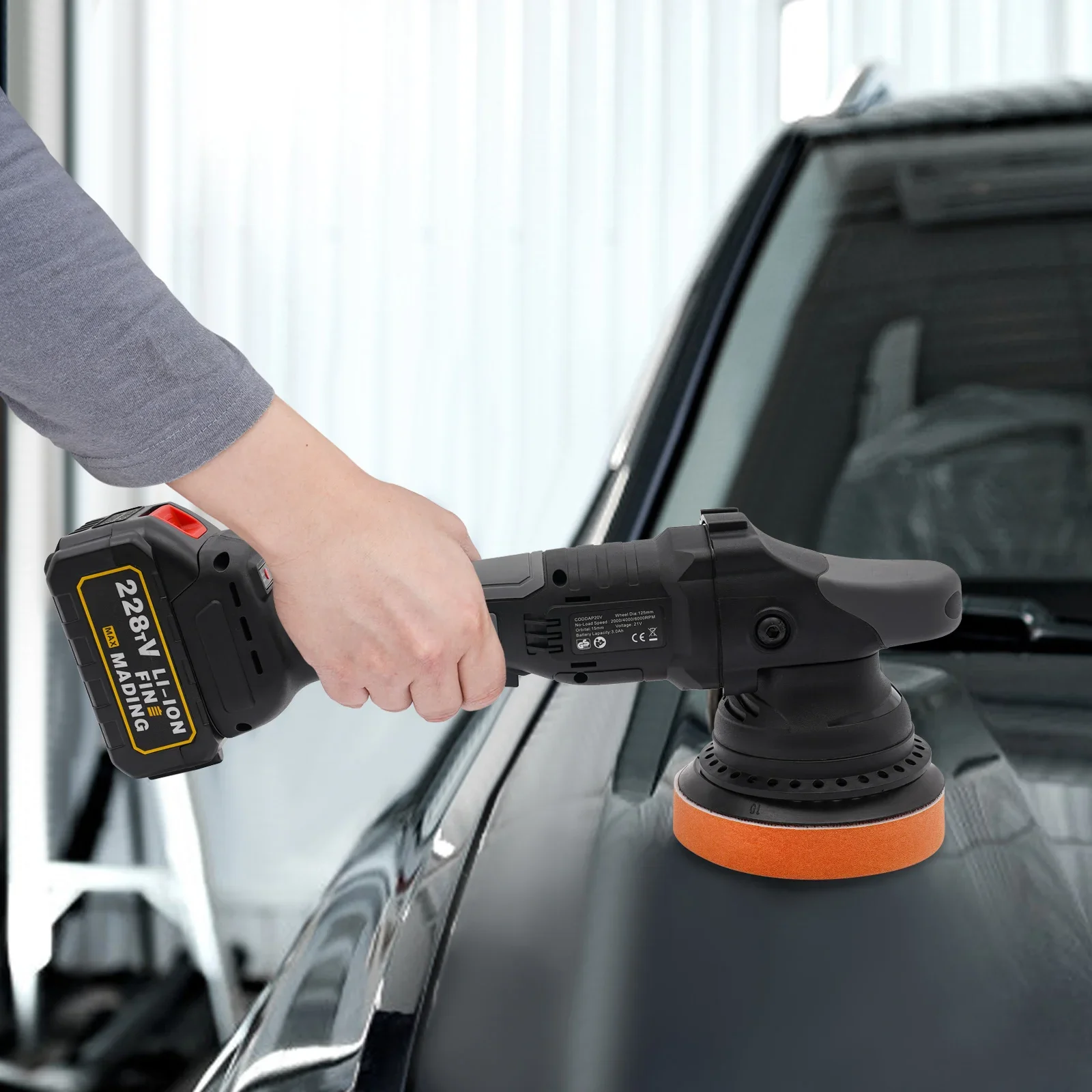 Lucidatrice eccentrica con batteria al litio 21V 3Ah Lucidatrice per auto a 3 marce 6000 giri/min per dettagli ceratura