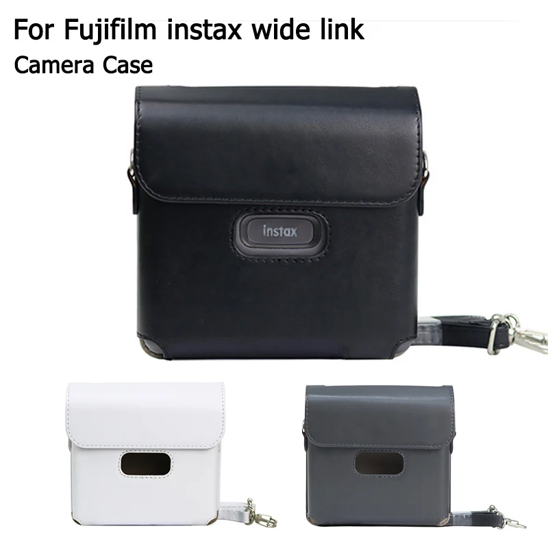 Crystal Case for Fujifilm Instax Link Wide Wide Printer Camera Case PU Leather Case with Shoulder Strap Vintage Camera Bag