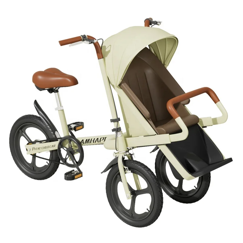 New Model Three-Wheel Stroller Bicycle Front Baby Seat for Parents Children Aluminum Alloy Frame 20KG Load Capacity