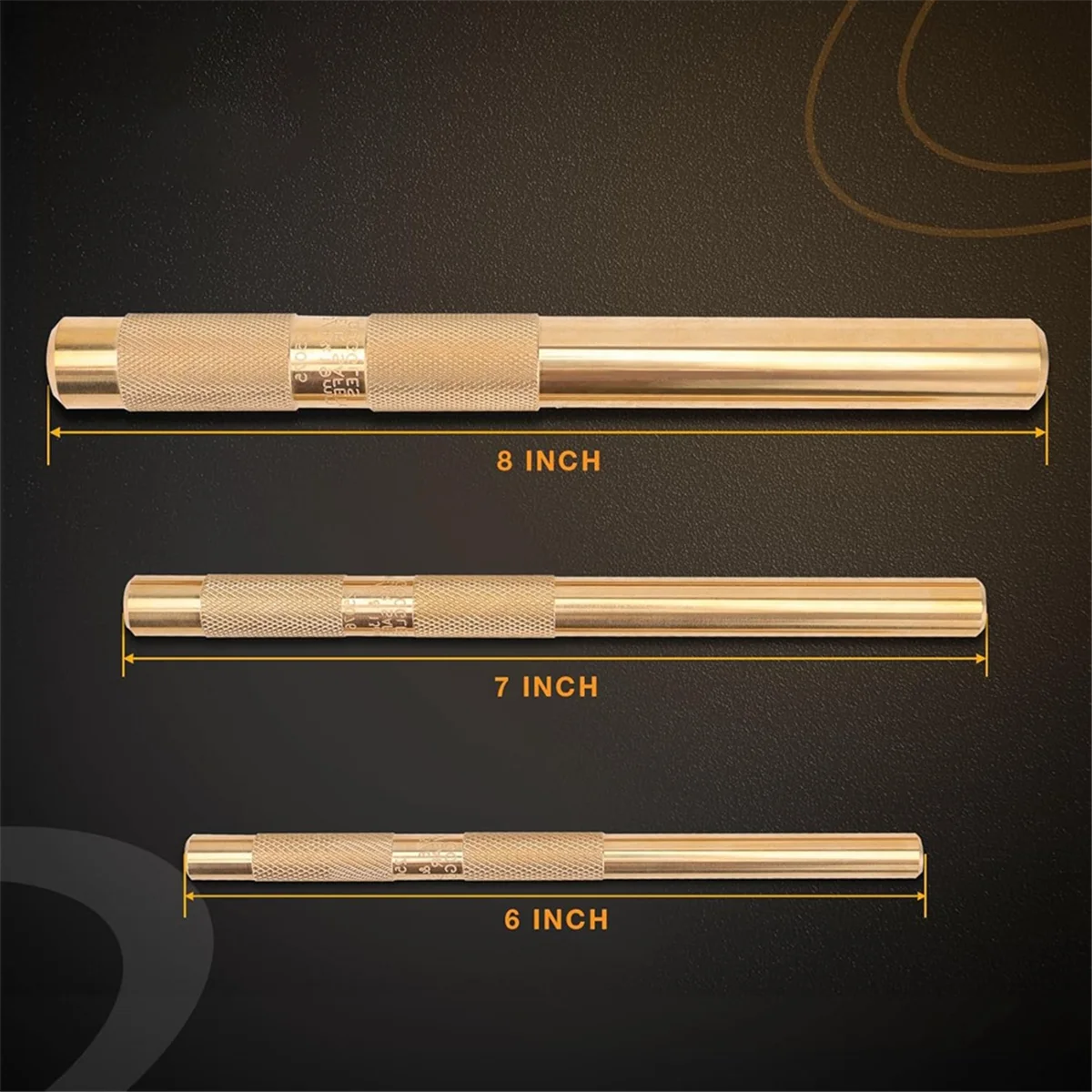 Jeu de poinçons à dérive en laiton AT16, 25075 25076 25077 poinçons en laiton 3 pièces avec 3/4 pouces, 1/2 pouces, 3/8 pouces