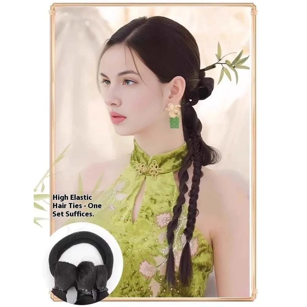 22 inch Wig Flower Twisted Braid With Ancient Style Chignons Clip In Hair Extensions New Chinese Style Twisted Braiding Hair