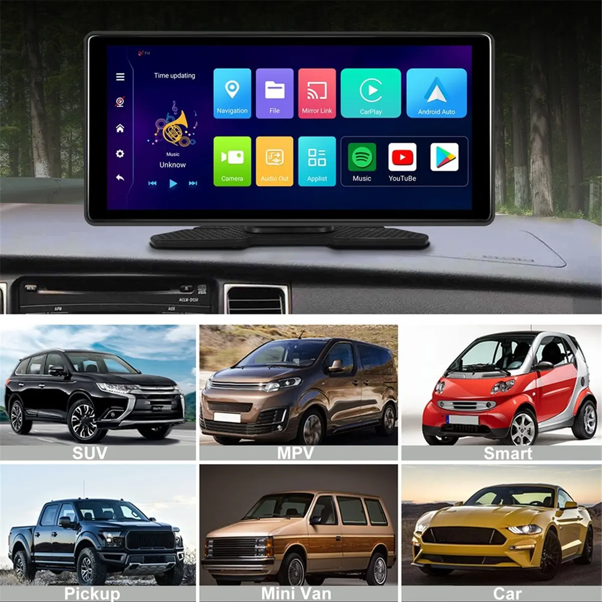 Super Sale 10.36inch Android Car Monitor 4+64G WIFI Multimedia Player Wireless Carplay Android Auto GPS Navigation AUX/FM Car Au