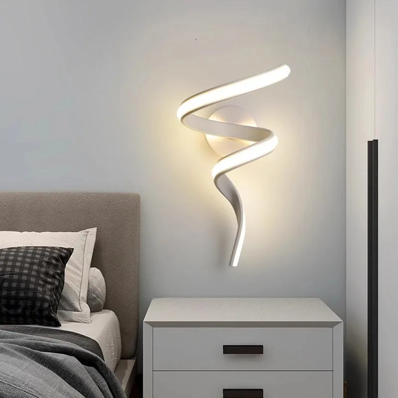 LED Wall Lamp Nordic Spiral Sconce Light For Stairs Bedroom Bedside Study Hallway Background Indoor Decor Wall Lighting Fixtures