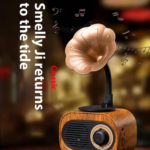 Imagen 2 del producto Altavoz Bluetooth de madera Retro, Mini sistema de sonido inalámbrico portátil para exteriores con Radio FM TF, música, MP3, Subwoofer