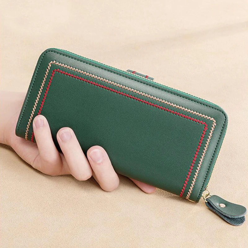 Genuine Leather Wallets Women Clutch Female Purses Long Money Bag Zipper Coin Bee Luxury Brand Wristlet Phone Hasp Card Holder view 5