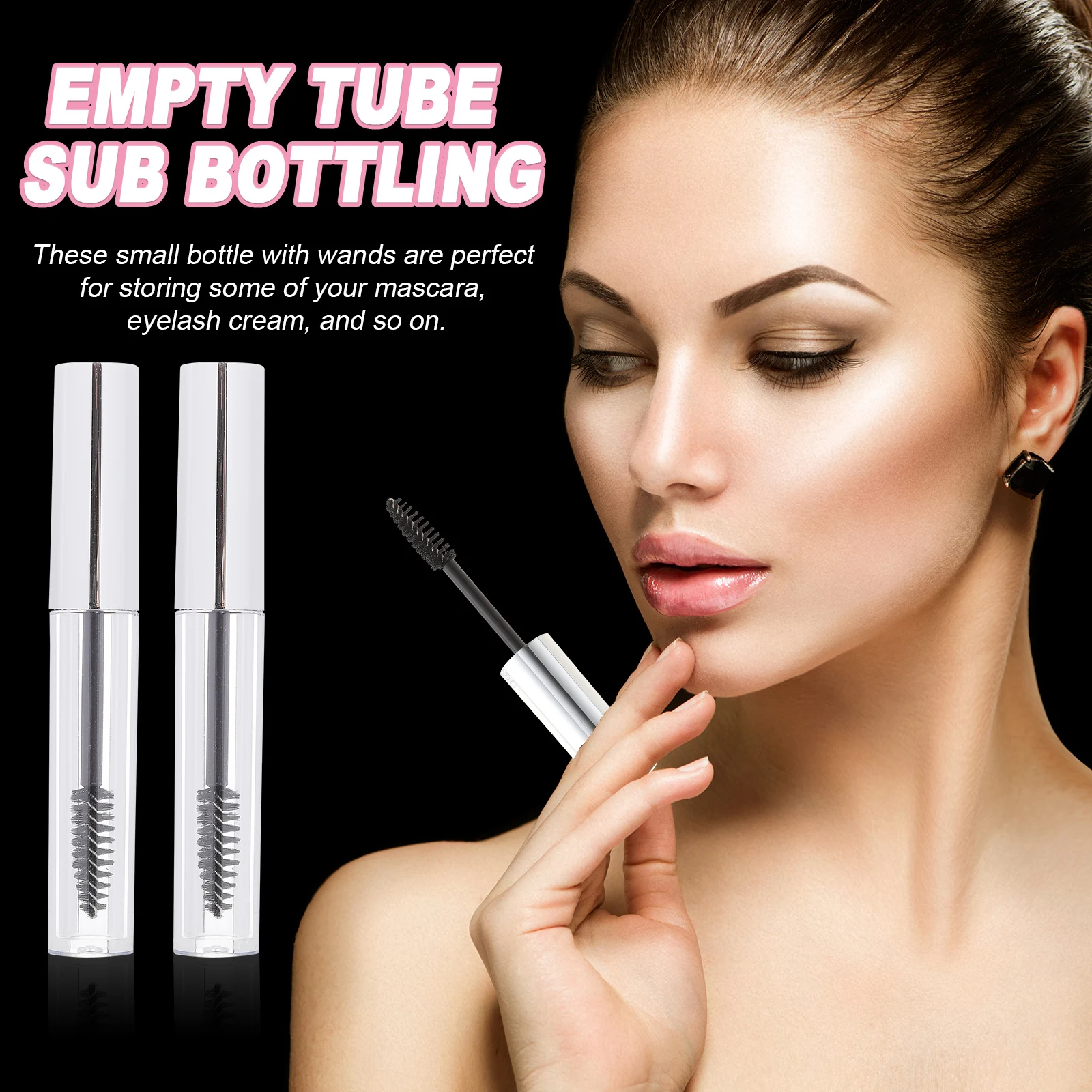 1 ensemble de Tubes de Mascara de 4ml, bouteille transparente avec entonnoir, bouteilles vides, Portable, format voyage, Mini conteneur de stockage de crème pour cils