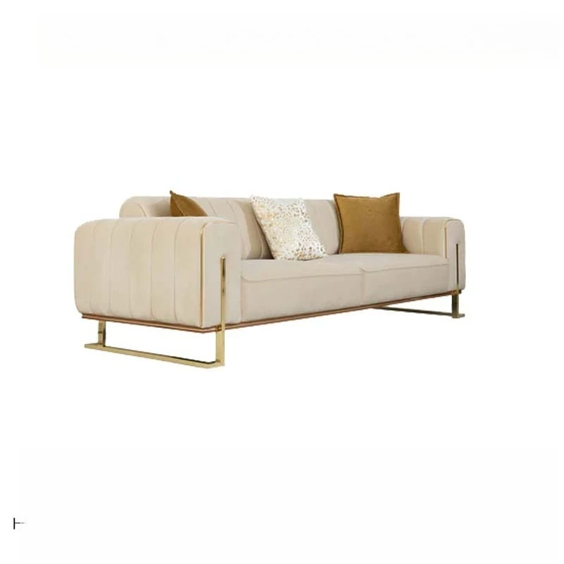 

Foshan Furniture Factory Middle East Light Luxury Style Champagne Gold Fabric Sofa Luxury Living Room Sofa Set