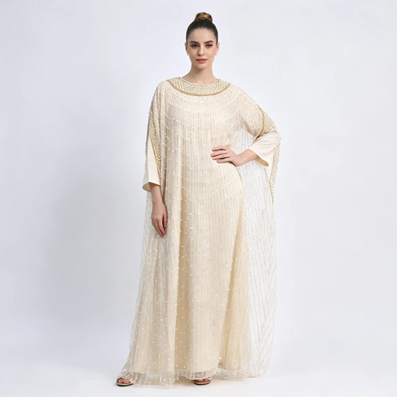 Hochwertiges Luxus-Maxikleid aus Mesh für Damen, mit Strass-Verzierungen, Elegantes Abendkleid für Bankette, Hochzeiten und Formelle Anlässe – Detail 8