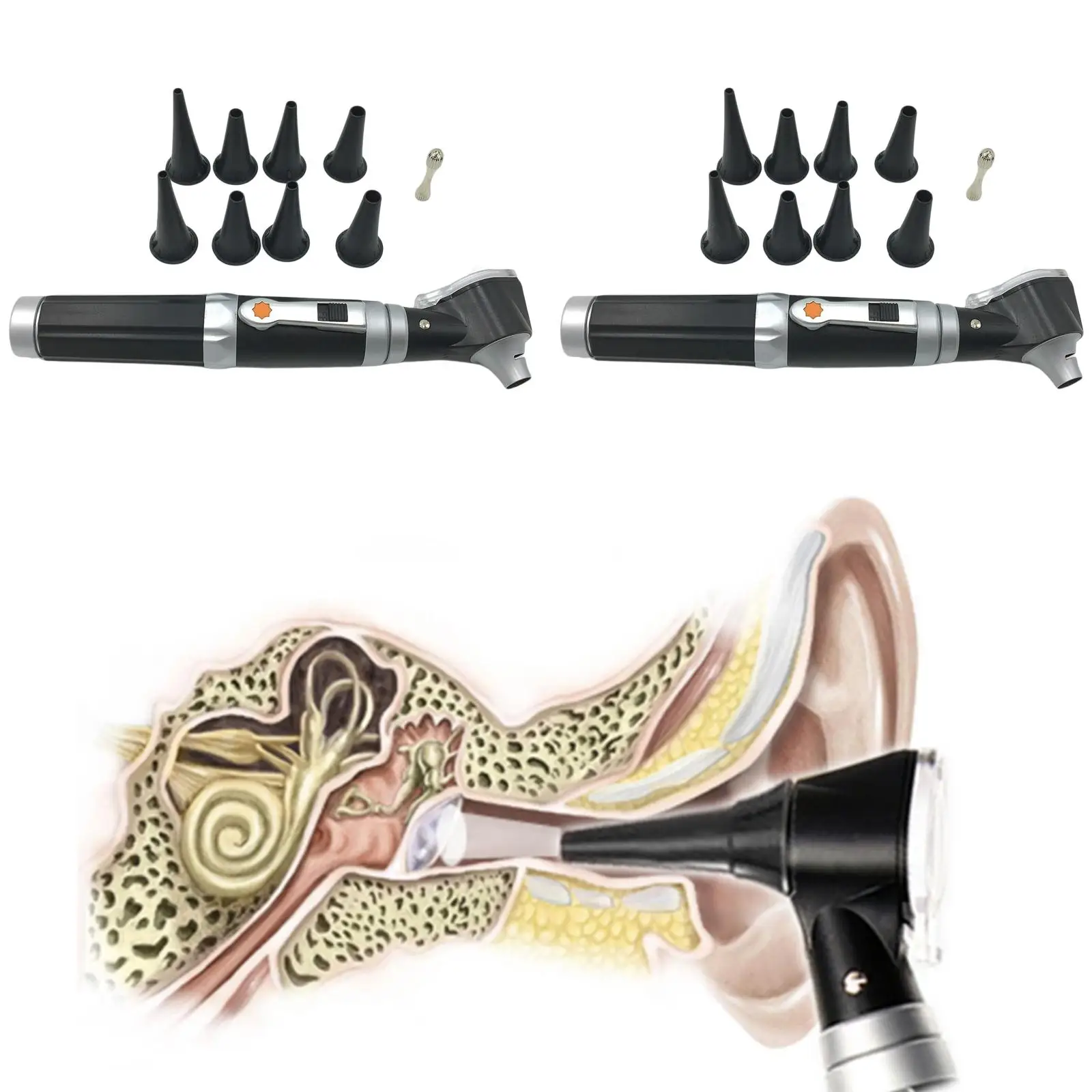 

Набор для осмотра уха: отоскоп с LED-подсветкой, увеличительная ручка, аксессуары для чистки ушей и удаления ушной серы дома