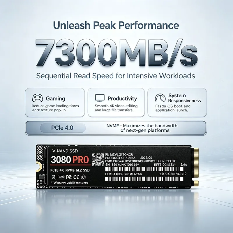 3080 PRO M.2 NVMe SSD 7300MB/s TLC 3D NAND 2280 Internal Solid State Drive 500GB‑4TB For PS5 Gaming Desktop Laptop PC Storage