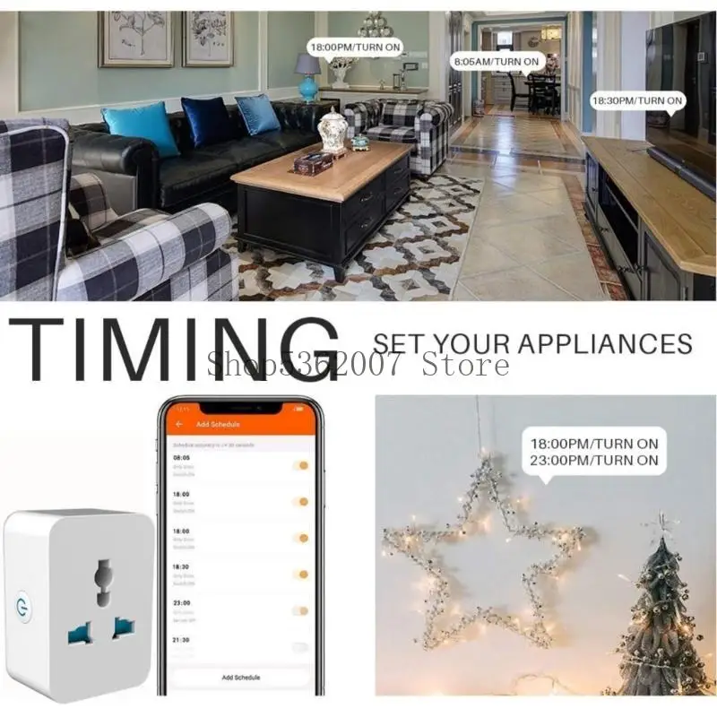 Função inteligente monitoramento energia do soquete energia WiFi 2.4 GHz suportado 40JB