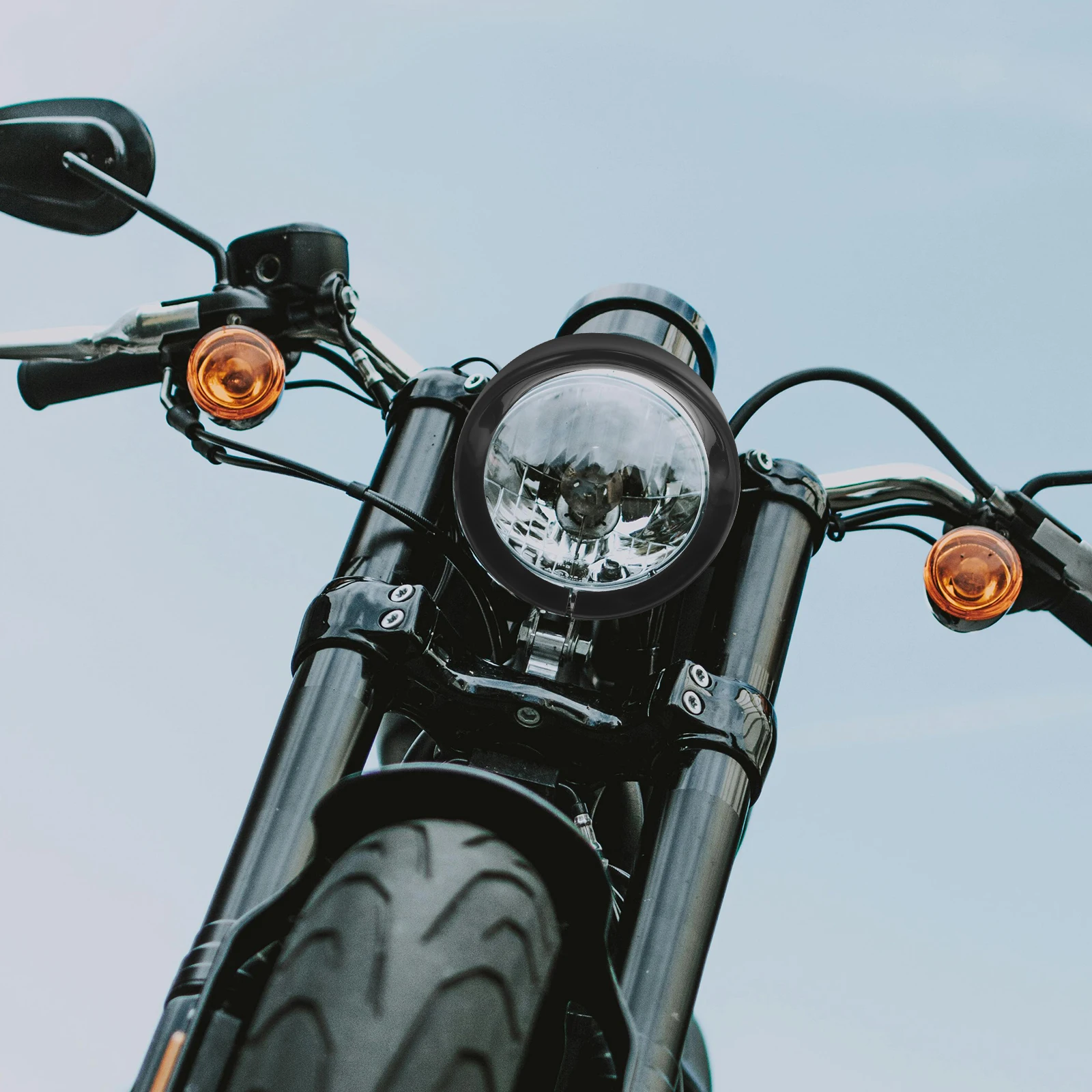 

Metal Motorcycle Headlight Ring Lamp Trim Cover Stylish Glossy Finish Durable Accessories for Motorbikes Black Headlamp