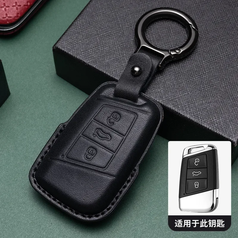 for Volkswagen CC Sagitar Bora Polo Lamando Golf Lavida Magotan Passat Car Key Cover Genuine Cowhide Leather Key Case