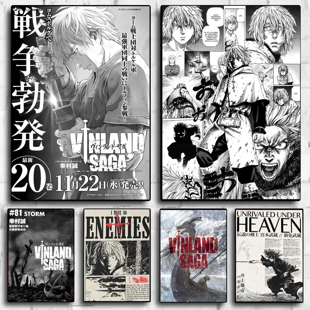 Anime V-Vinland Saga Poster Stickers HD Waterproof Painting Wall Art for Bedroom Living Room Home Decor Decoration Gift