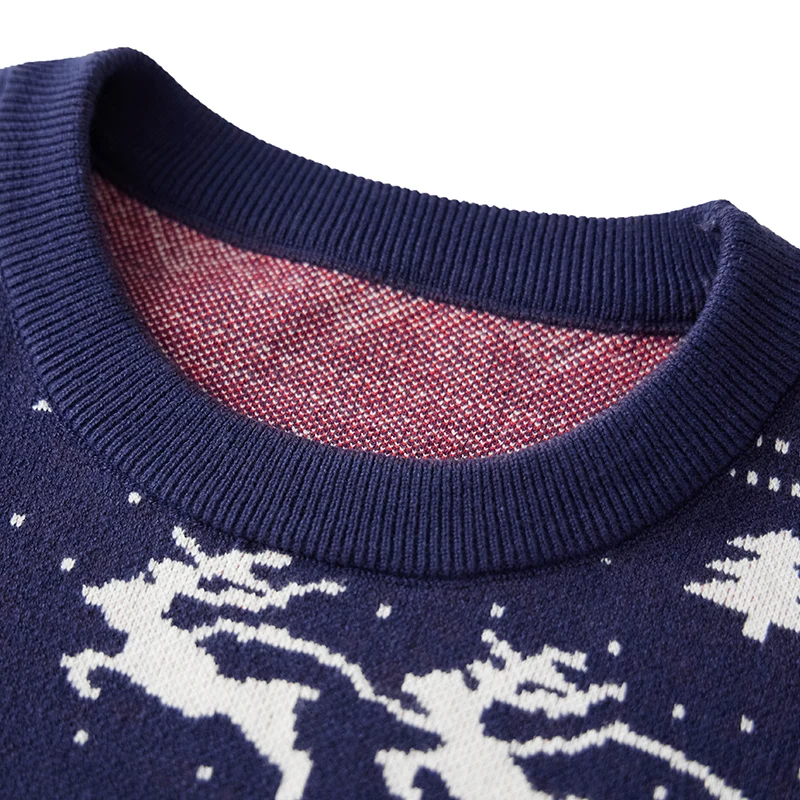 Suéteres navideños familiares a juego, jerseys de manga larga con cuello redondo y estampado de renos, Tops de punto para temporada navideña
