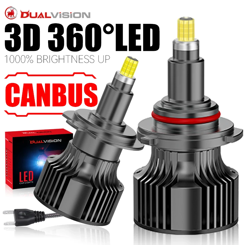 Dualvision 72PCS CSP 3D 360 H7 Led Car Headlight Bulb H8 H11 HB3 9005 HB4 9006 9012 HIR2 H9 Automotive Fog Light Turbo Mini Lamp