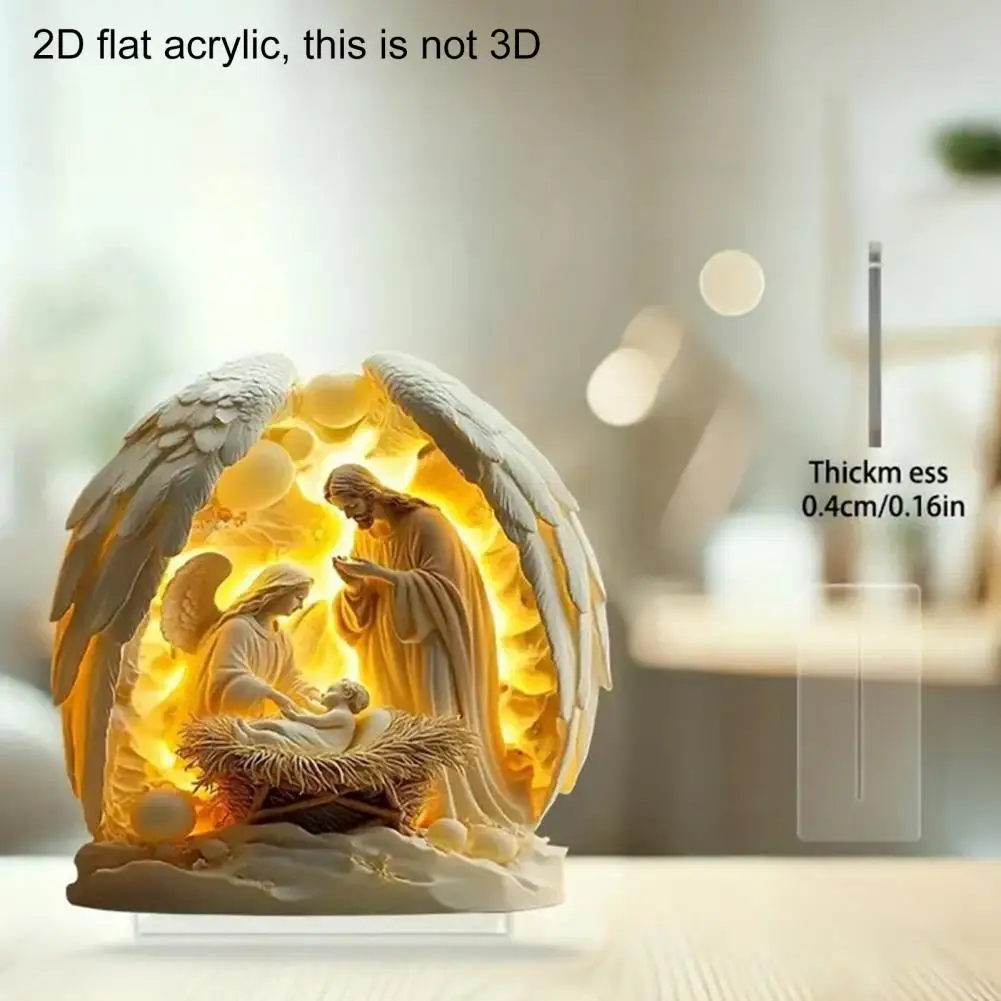 Holiday Decor Christmas Nativity Scene Acrylic Tabletop Sign 2d Flat Desktop Display Ornament Minimalist Christian Home Office