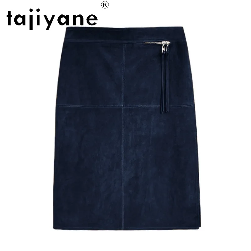 TAJIYANE Genuine Leather Skirt Top Layer Goatskin Suede Women's Skirts Zipper Midi Skirt Bodycon Skirts 2026 Woman Elegant 스커트
