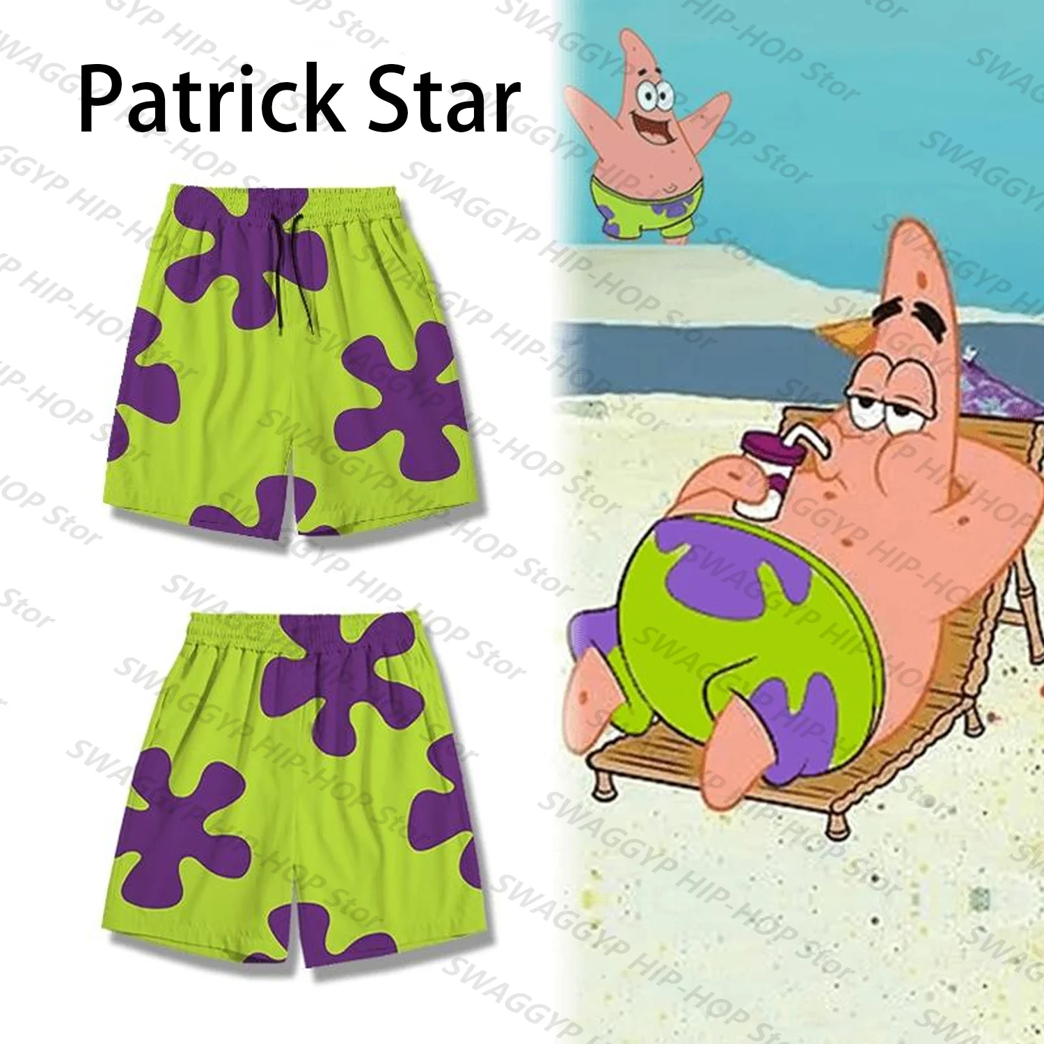 Patrick Star The Same Style Of Shorts Summer Home Pajama Pants Casual Quarter Sweatpants Loose Men And Women Couples Beach Pants