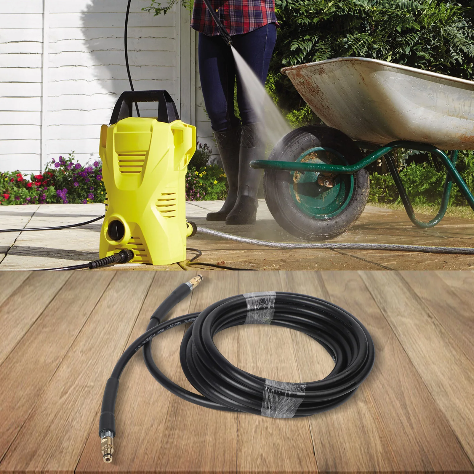 

Pressure Washer Hose 15 10 6 M with Quick Connect Feature for Karcher K2 to Models Reliable Cleaning Performance