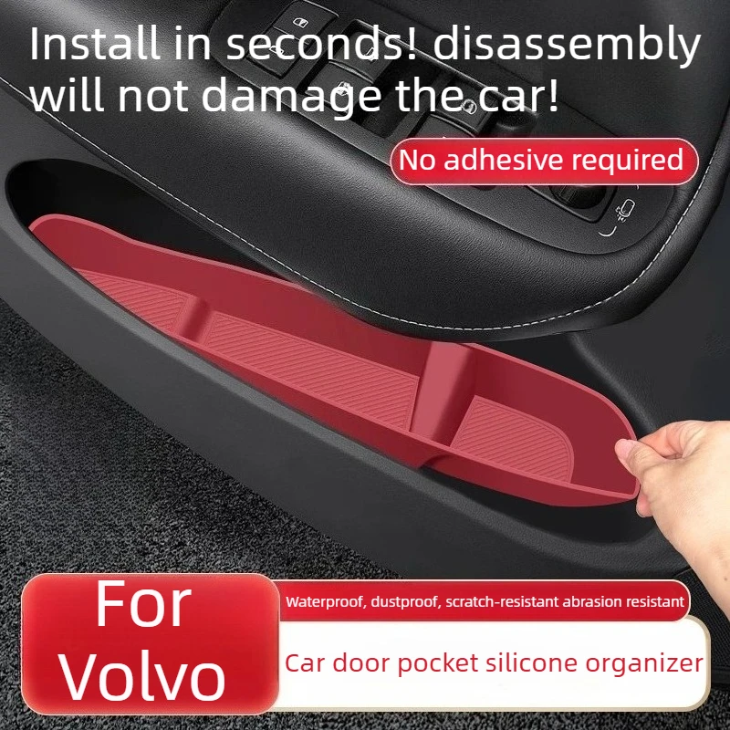 For Volvo XC60/S60/V60 2022-2025 Door Handle Storage Box Door Slot Silicone Storage Box Car Utility Parts Interior Accessories