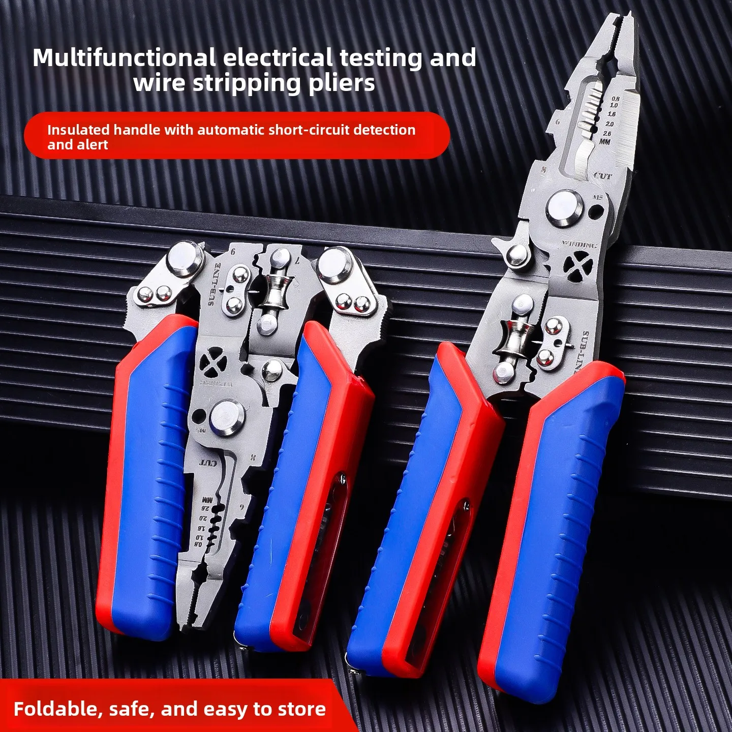 New Multifunctional Electrician Electrometer Stripper 9-in-1 Foldable Alarm Insulated Handle Electrometer Wire Stripper