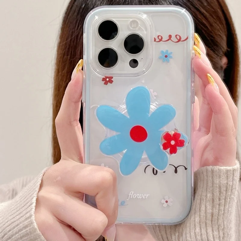 Soporte para teléfono Tok Griptok con agarre giratorio de flores de dibujos animados coreanos para iPhone Samsung soporte Universal para accesorios