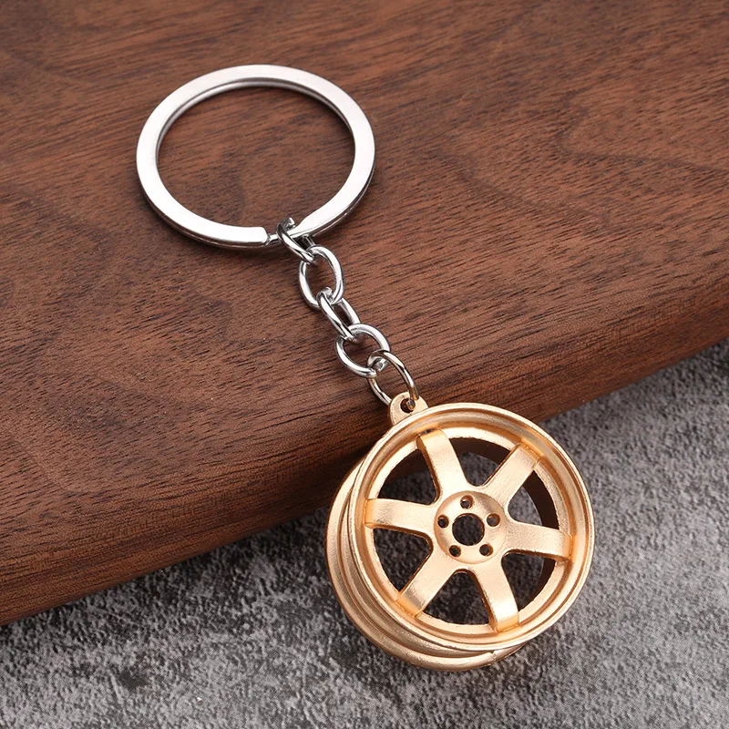 Modified Wheel Key Chains Hub Metal Keychain Turbocharged Waistband Creative Gift Car Keyring Pendant Gift For Car Lover 1Pcs