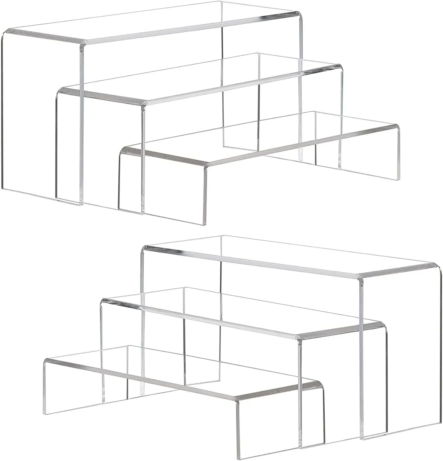 

2 Sets Acrylic Display Risers (11.2"-12"), Clear Rectangular Stands for Collectibles, Retail & Home Decor Organization